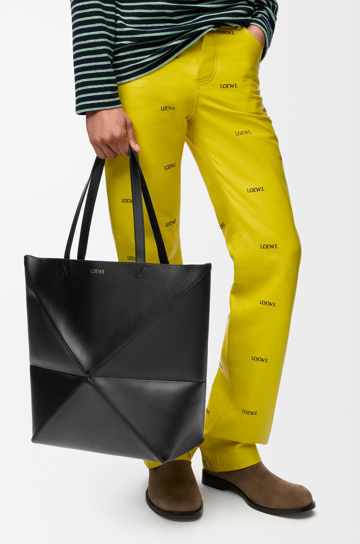 Loewe XL Puzzle Fold tote in shiny calfskin