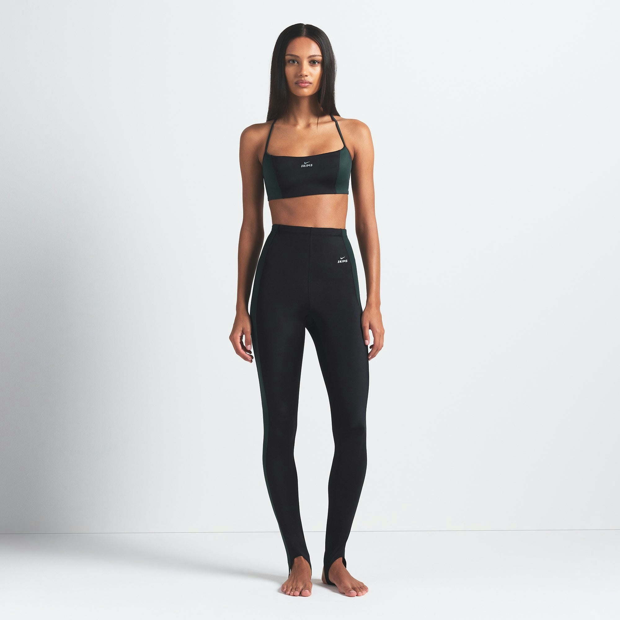 Skims Nikeskims Shine Micro Scoop Bra Obsidian And Dark Teal