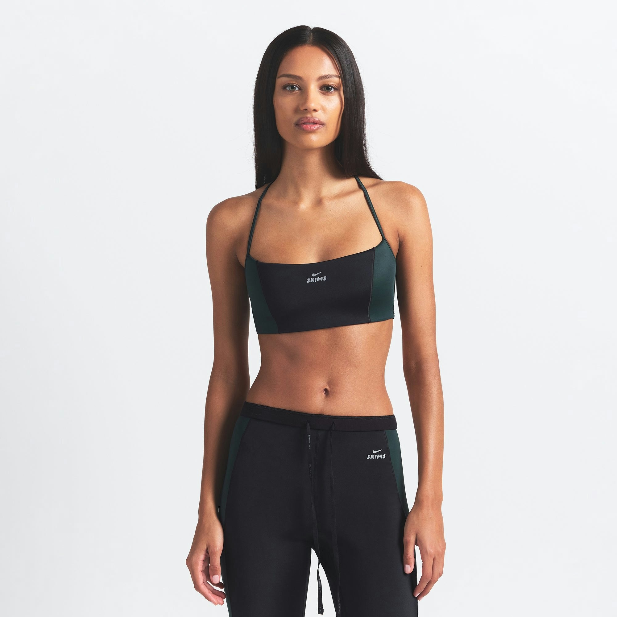 Skims Nikeskims Shine Micro Scoop Bra Obsidian And Dark Teal