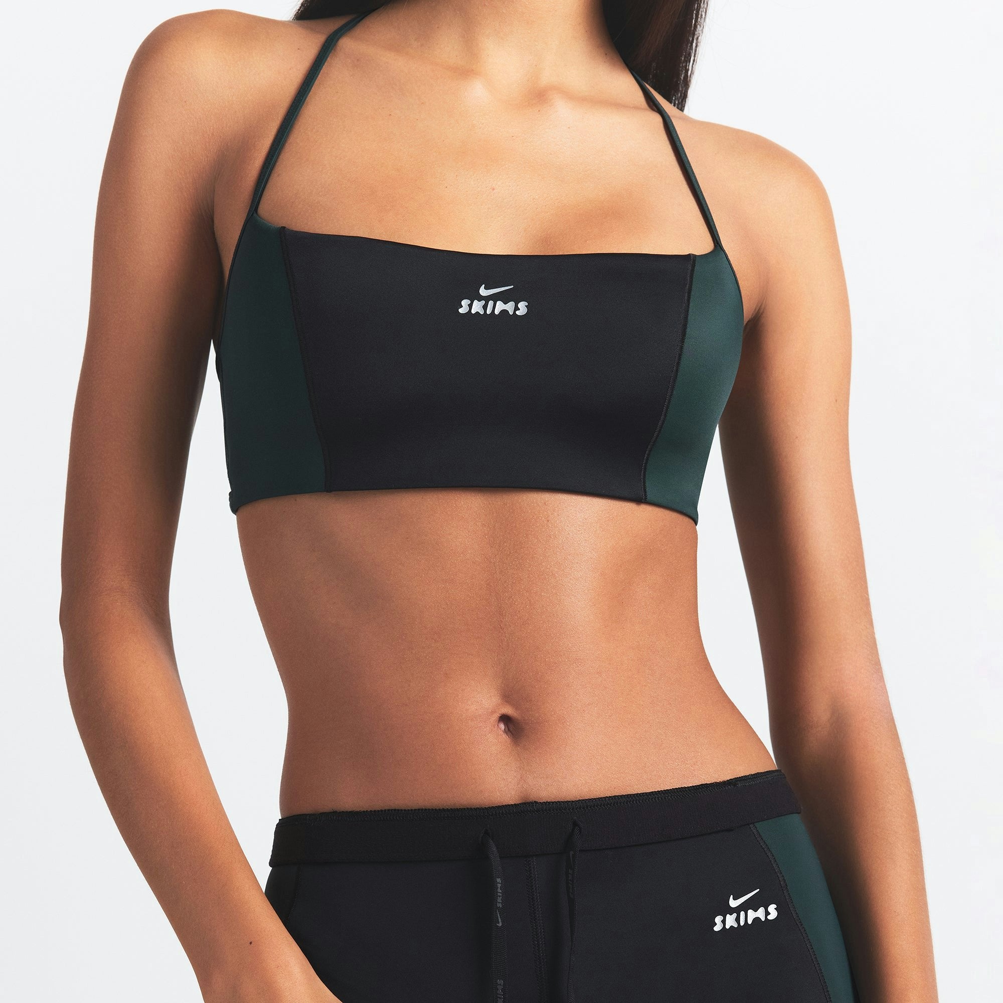 Skims Nikeskims Shine Micro Scoop Bra Obsidian And Dark Teal