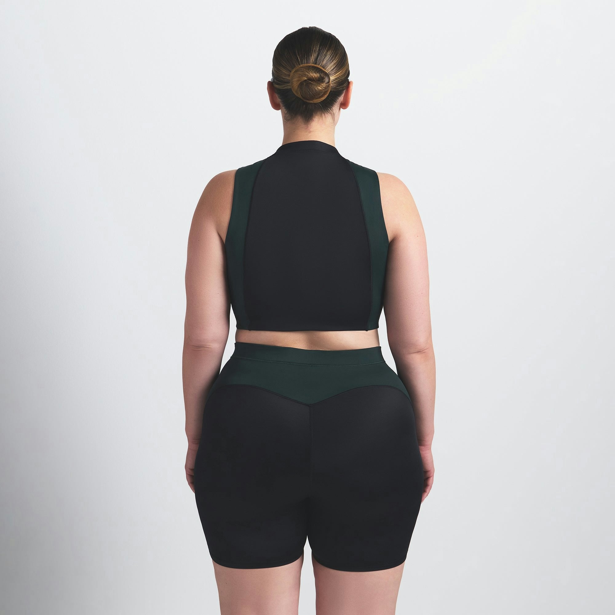 Skims Nikeskims Shine Front Zip Bra Obsidian And Dark Teal