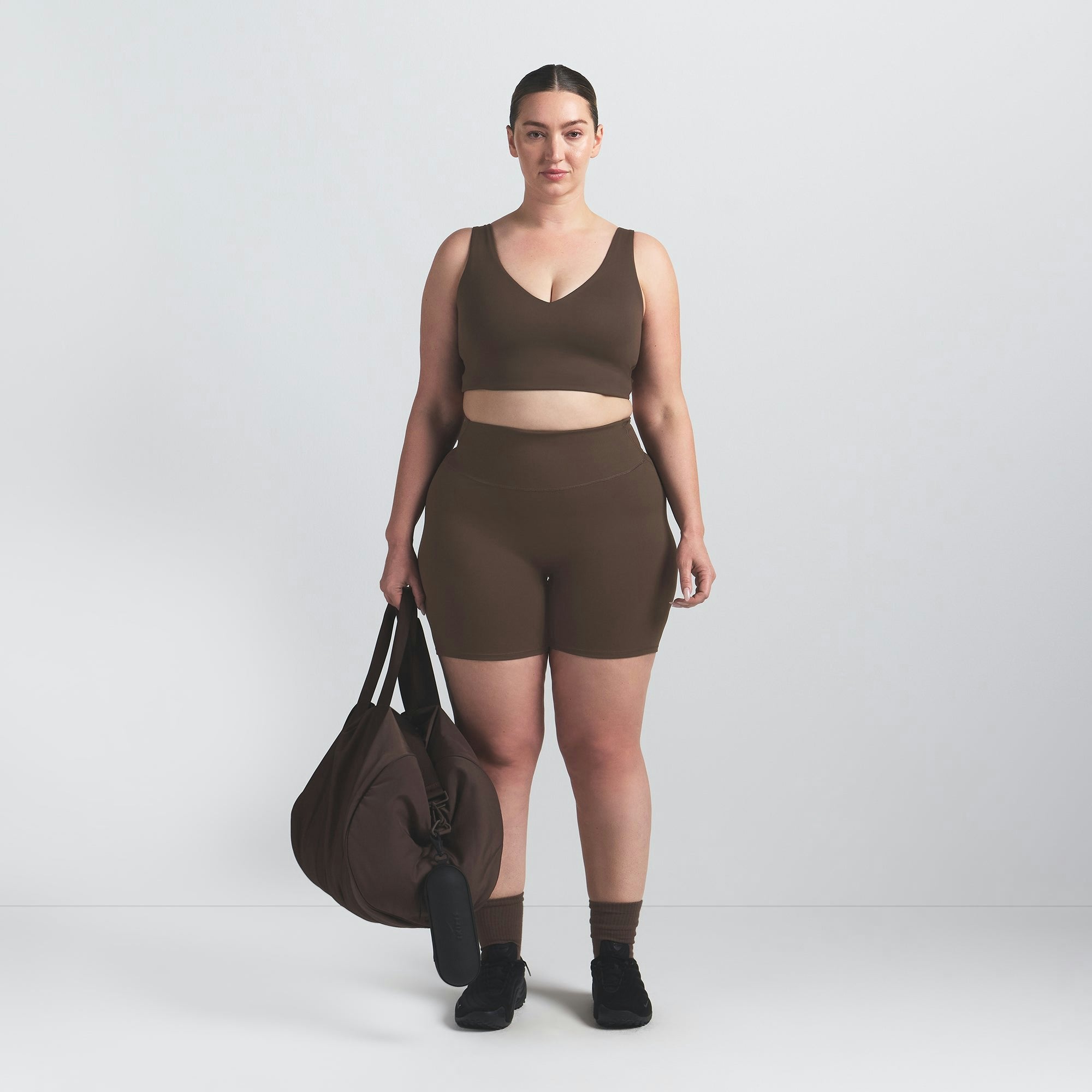 Skims Nikeskims Matte V-Neck Bra Top Dark Sepia