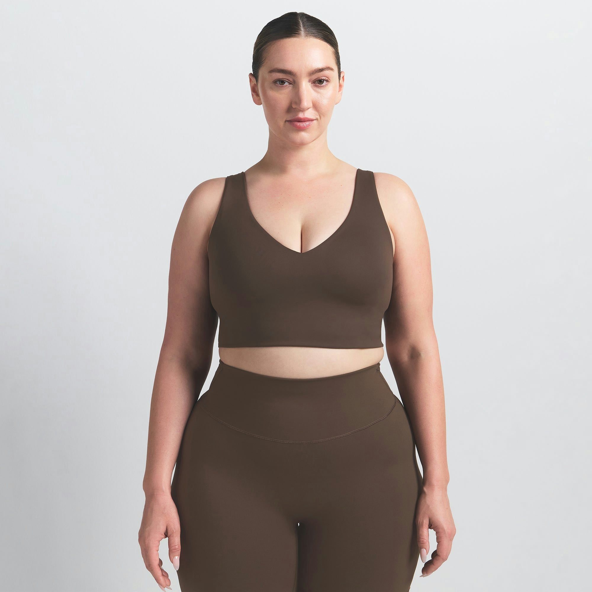 Skims Nikeskims Matte V-Neck Bra Top Dark Sepia
