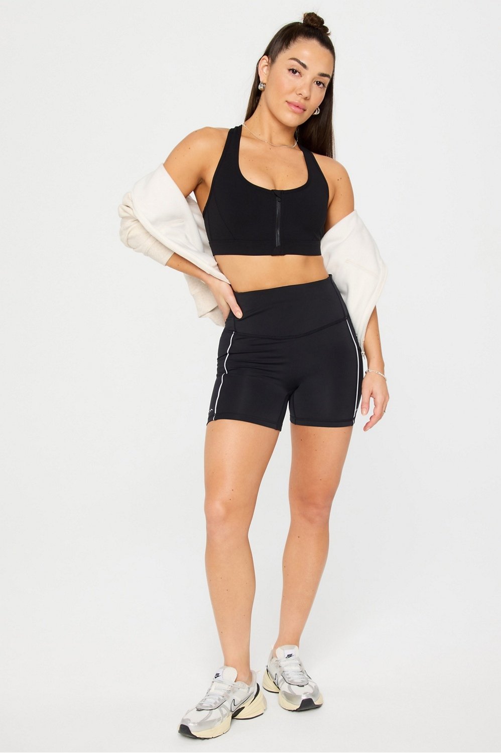 Fabletics Essential Front Zip Medium Impact Sports Bra
