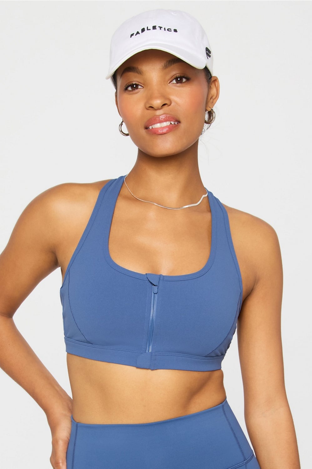 Fabletics Essential Front Zip Medium Impact Sports Bra