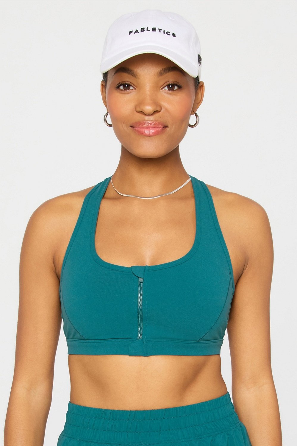 Fabletics Essential Front Zip Medium Impact Sports Bra