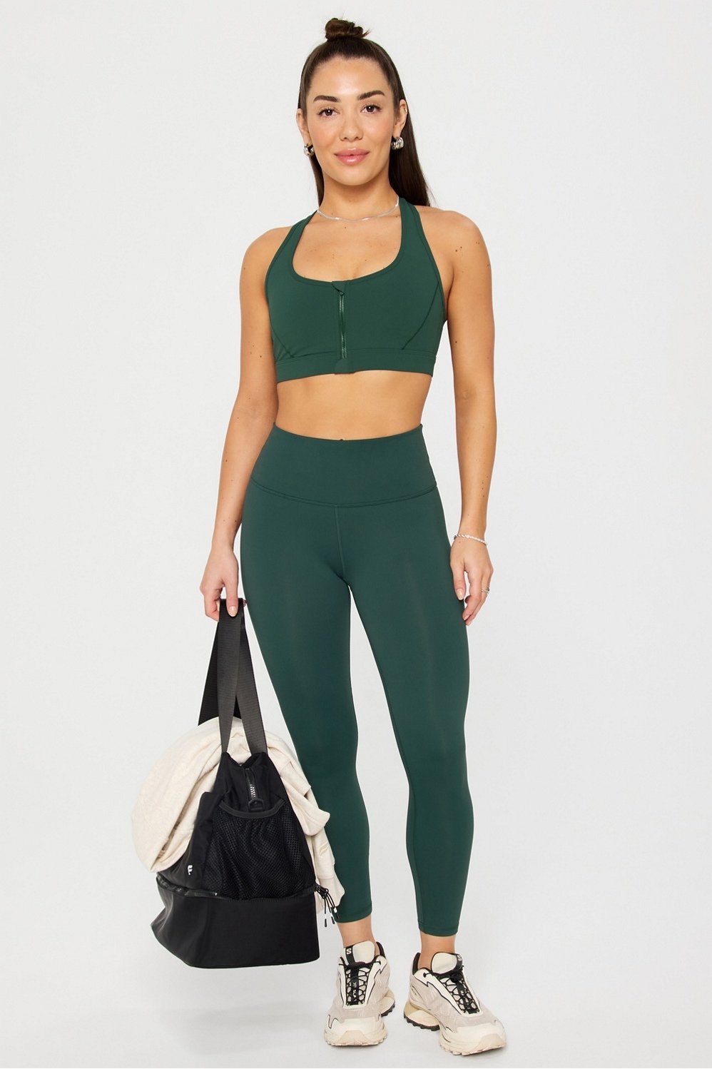 Fabletics Essential Front Zip Medium Impact Sports Bra
