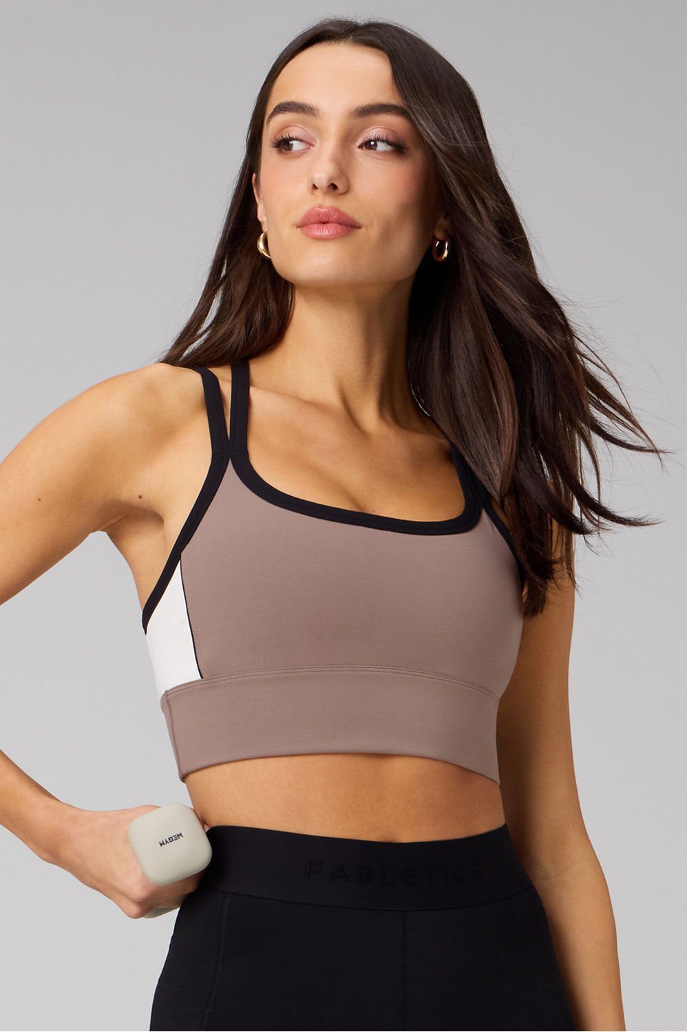 Fabletics Principal Color Block Longline Medium Impact Bra