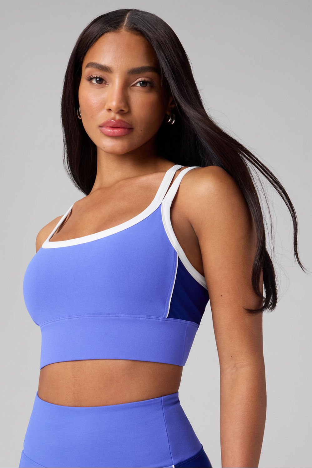Fabletics Principal Color Block Longline Medium Impact Bra