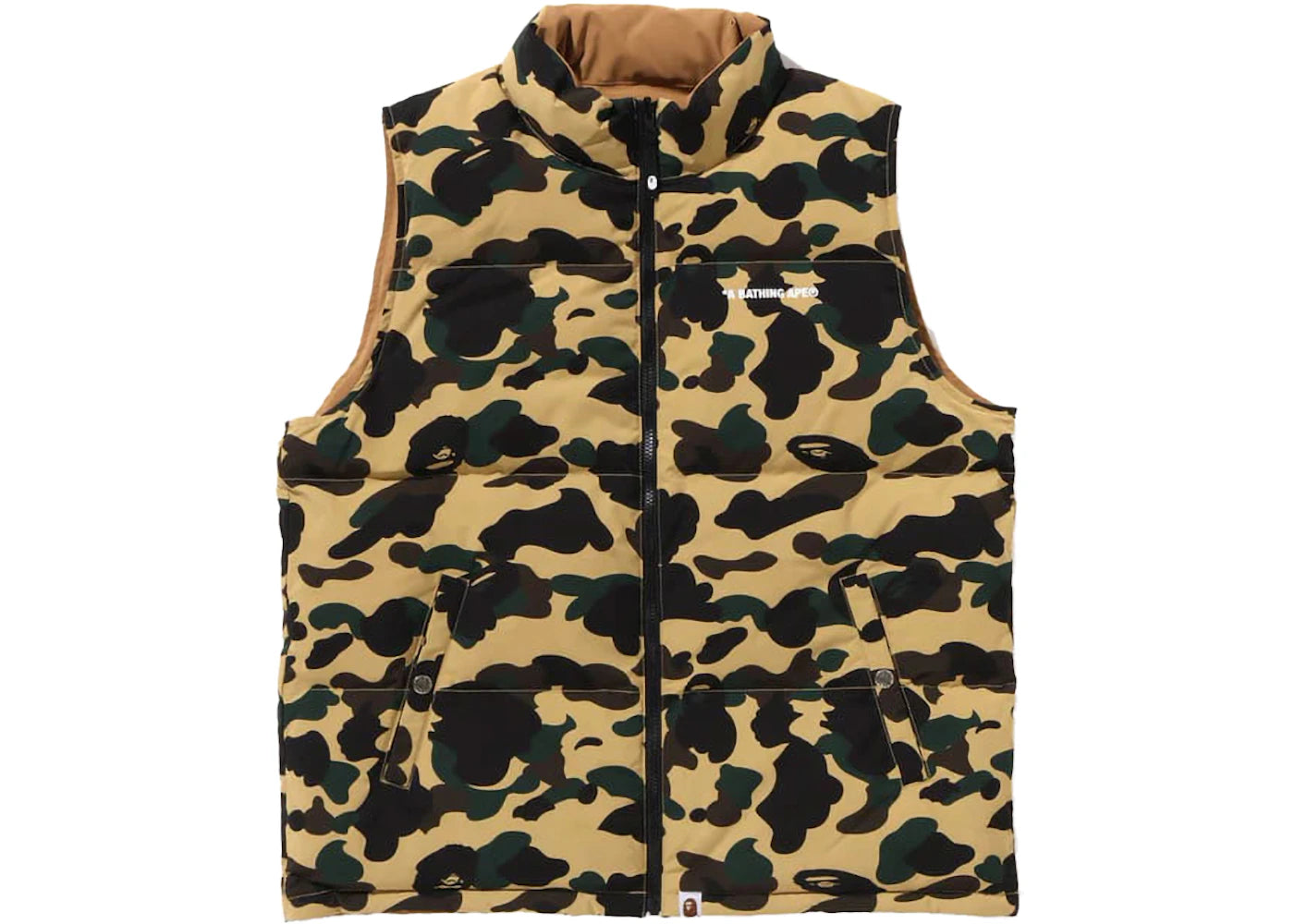bape 1st camo reversible down vest (fw24) yellow