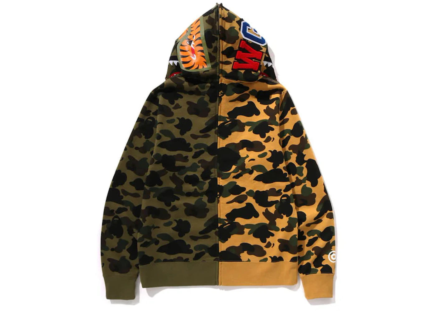 bape 1st camo separate shark full zip hoodie green