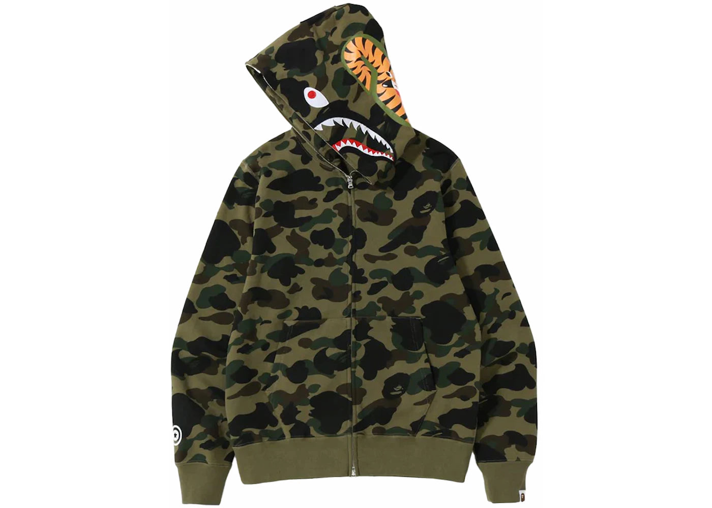 bape 1st camo shark full zip hoodie (fw23) green