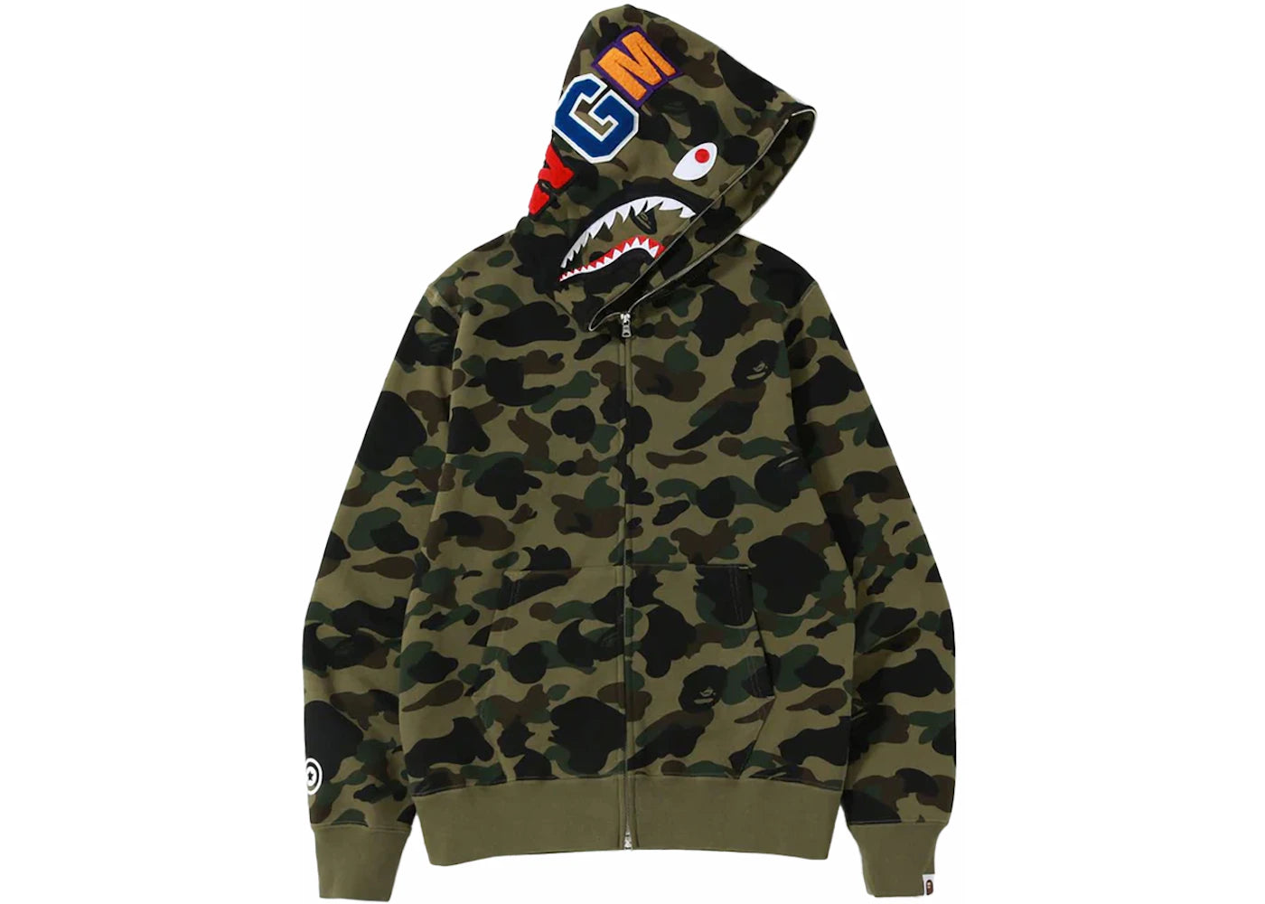 bape 1st camo shark full zip hoodie (fw23) green