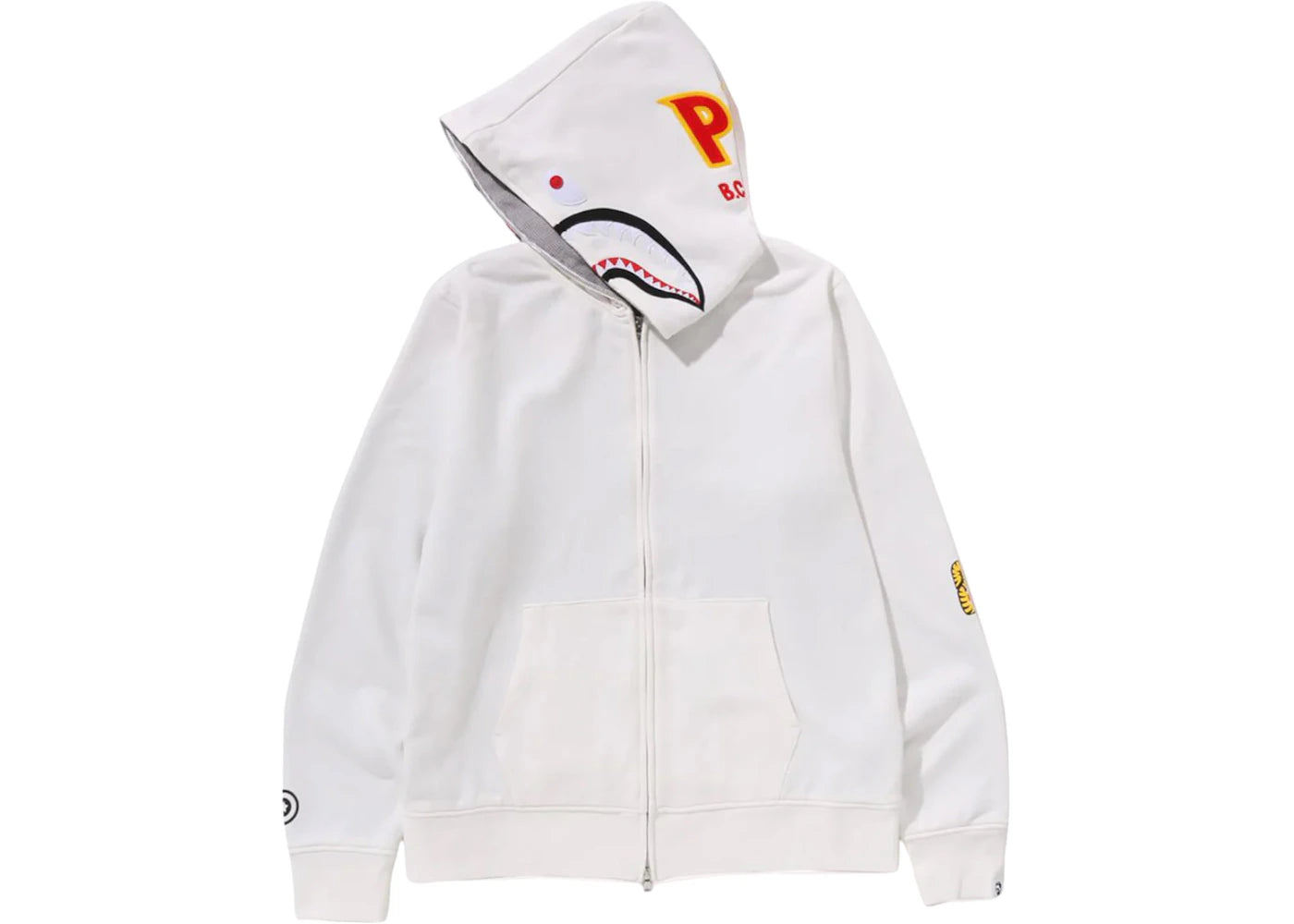 bape 2nd shark full zip hoodie white