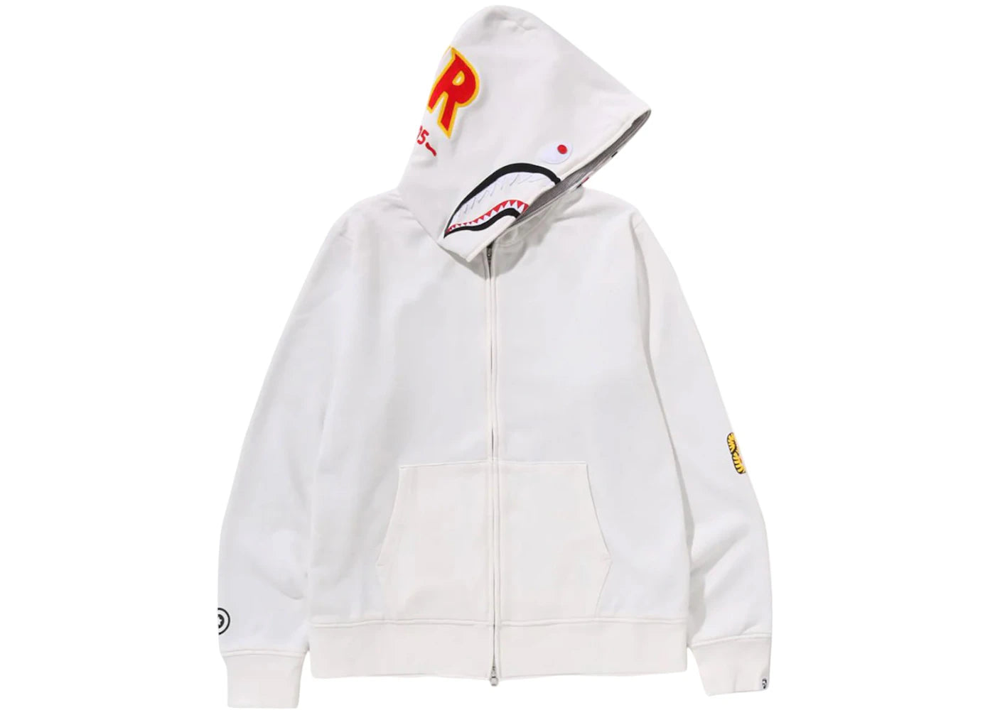 bape 2nd shark full zip hoodie white