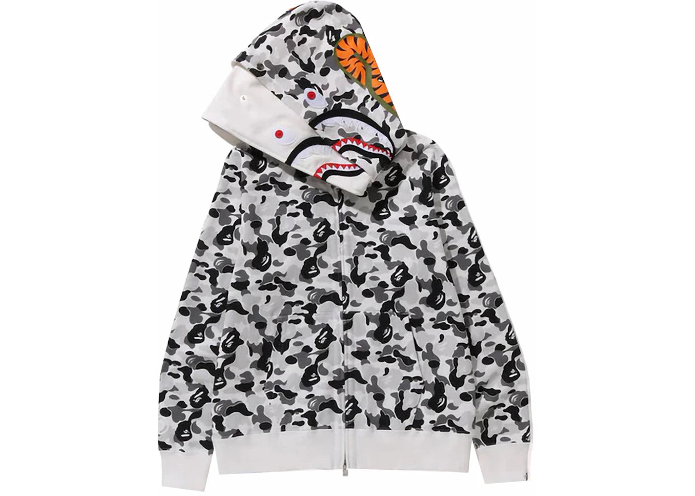 bape abc camo double shark full zip hoodie (fw23) grey