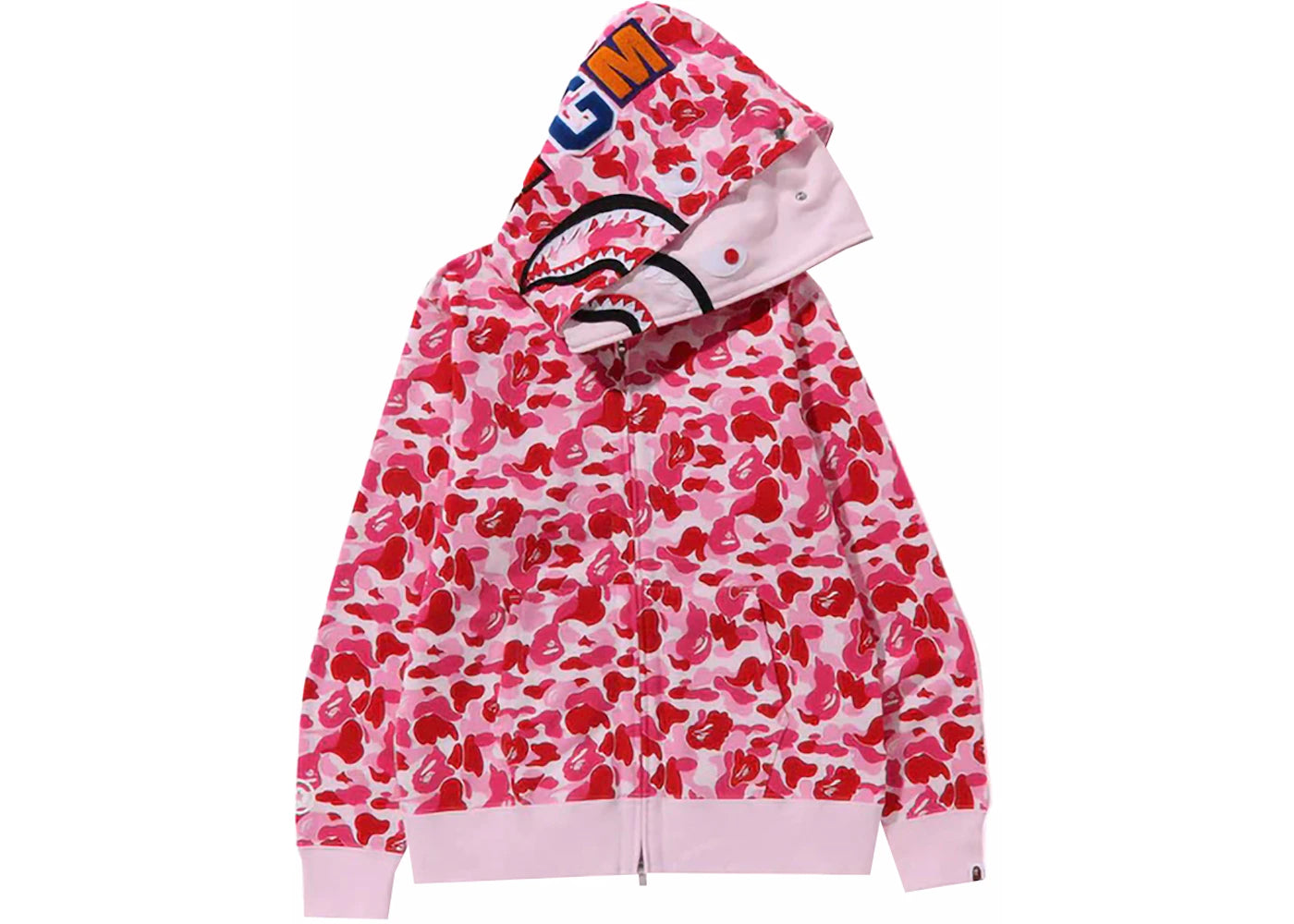 bape abc camo double shark full zip hoodie (fw23) pink
