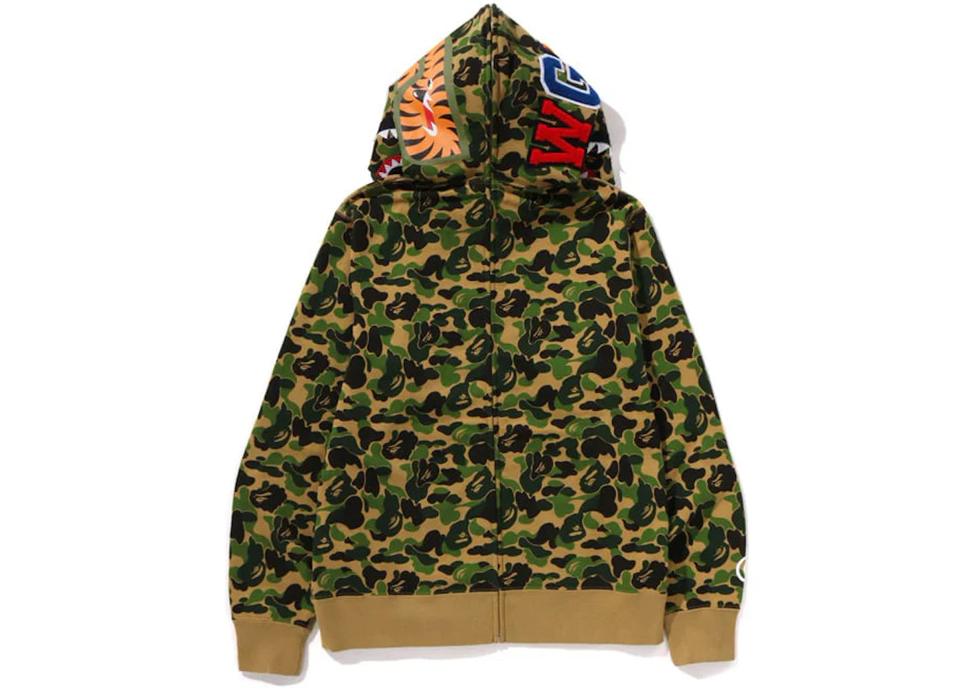 bape abc camo separate shark full zip hoodie green