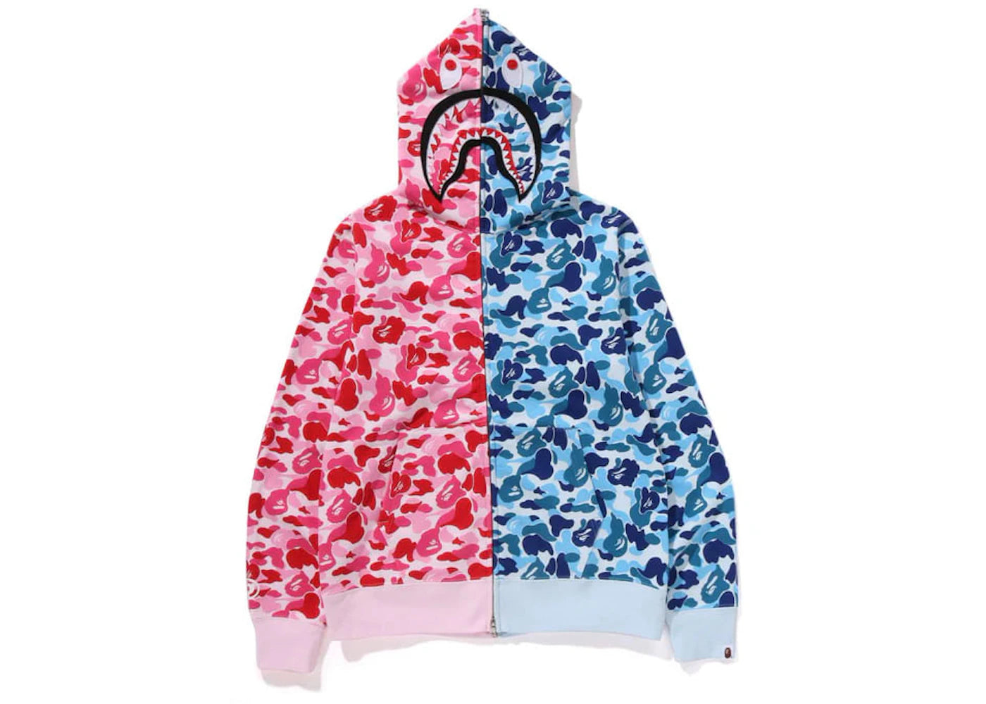 bape abc camo separate shark full zip hoodie pink