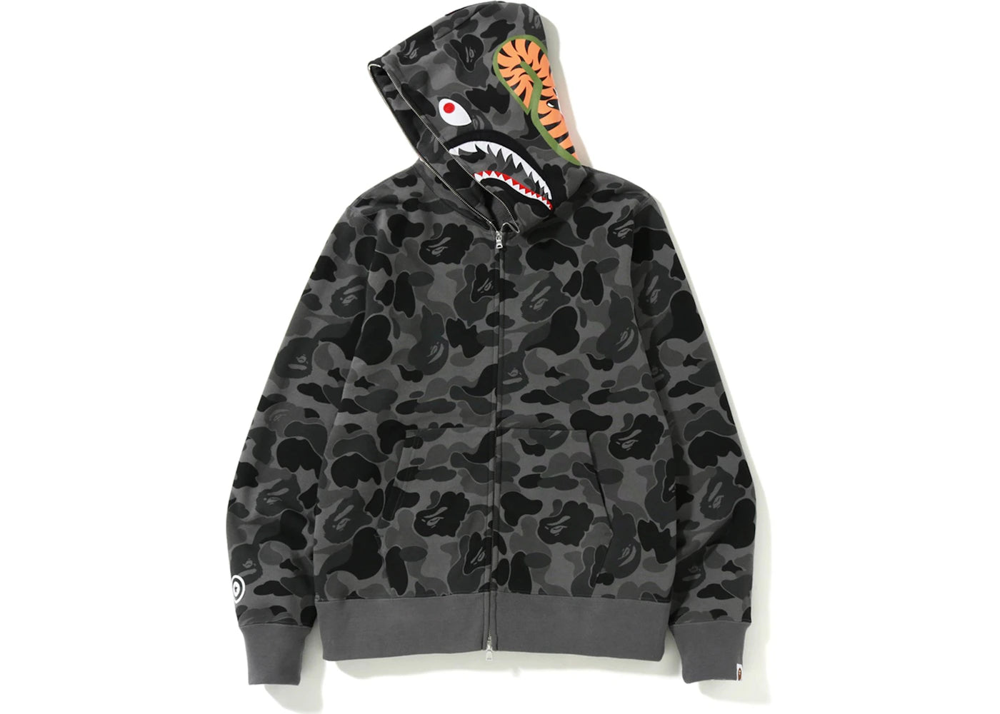 bape abc camo shark full zip hoodie black
