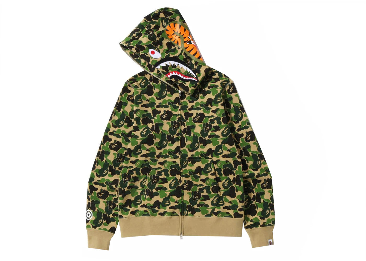 bape abc camo shark full zip hoodie green