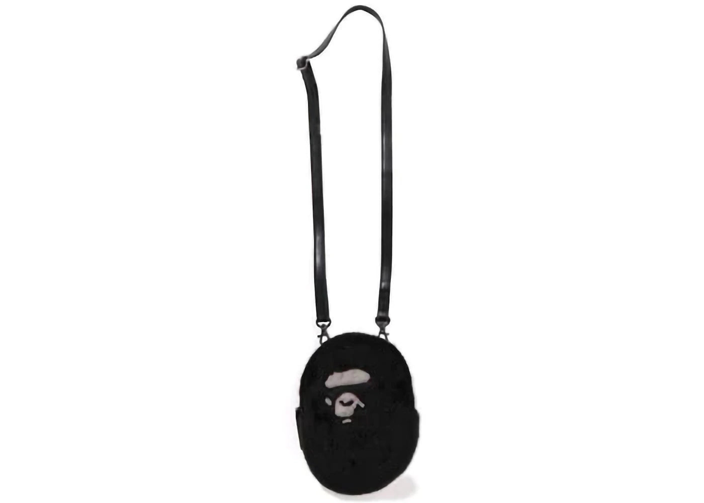 Bape Ape Head Faux Fur Mini Shoulder Bag Black
