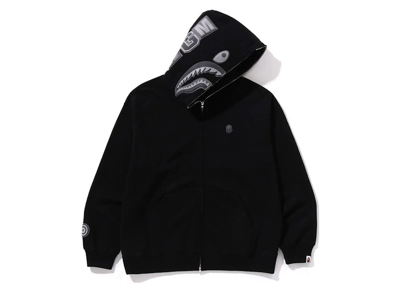 Bape Ape Head One Point Shark Zip Hoodie Black – Kicks Machine 