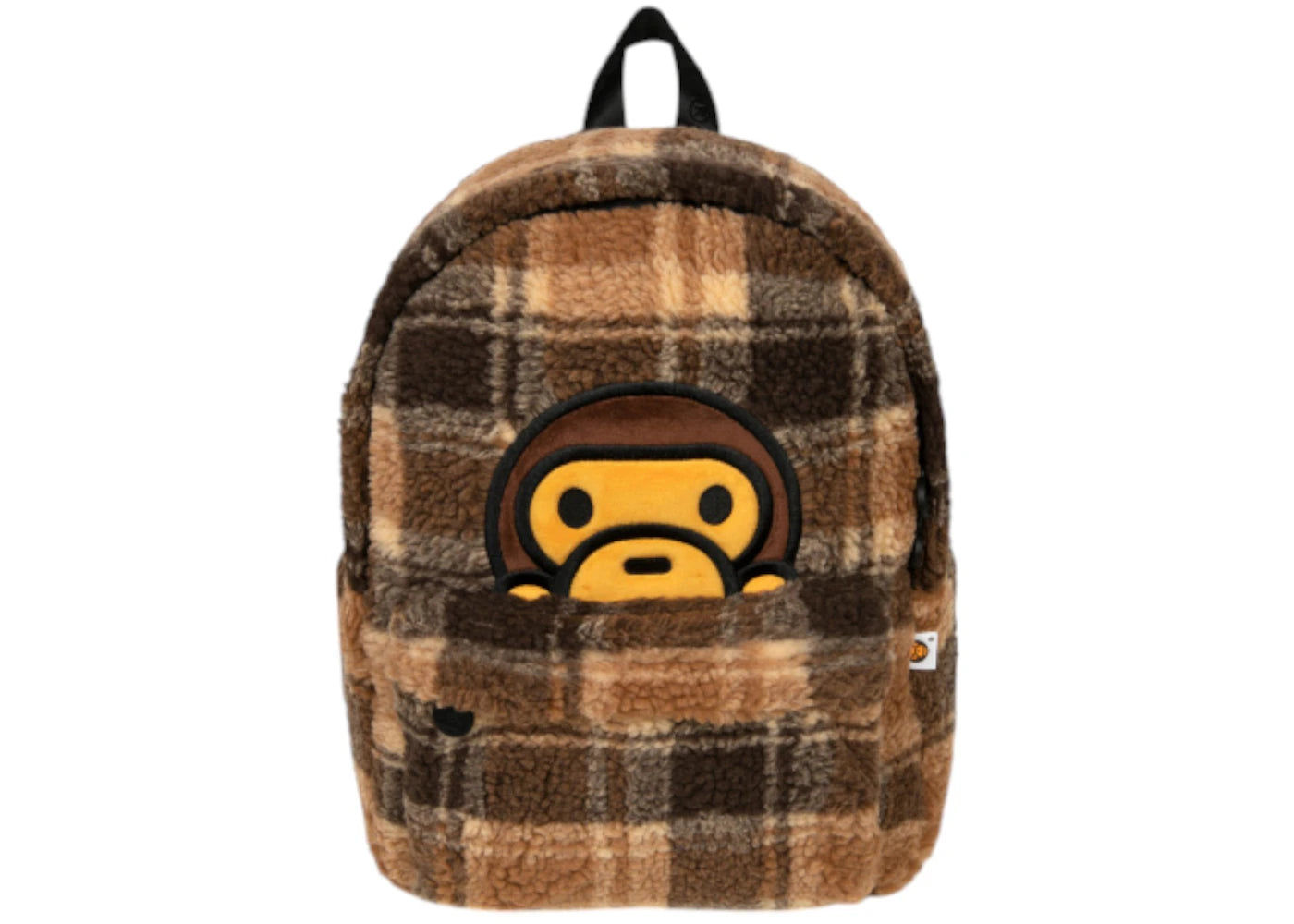 Bape Baby Milo Check Sherpa Medium Backpack Beige One Size