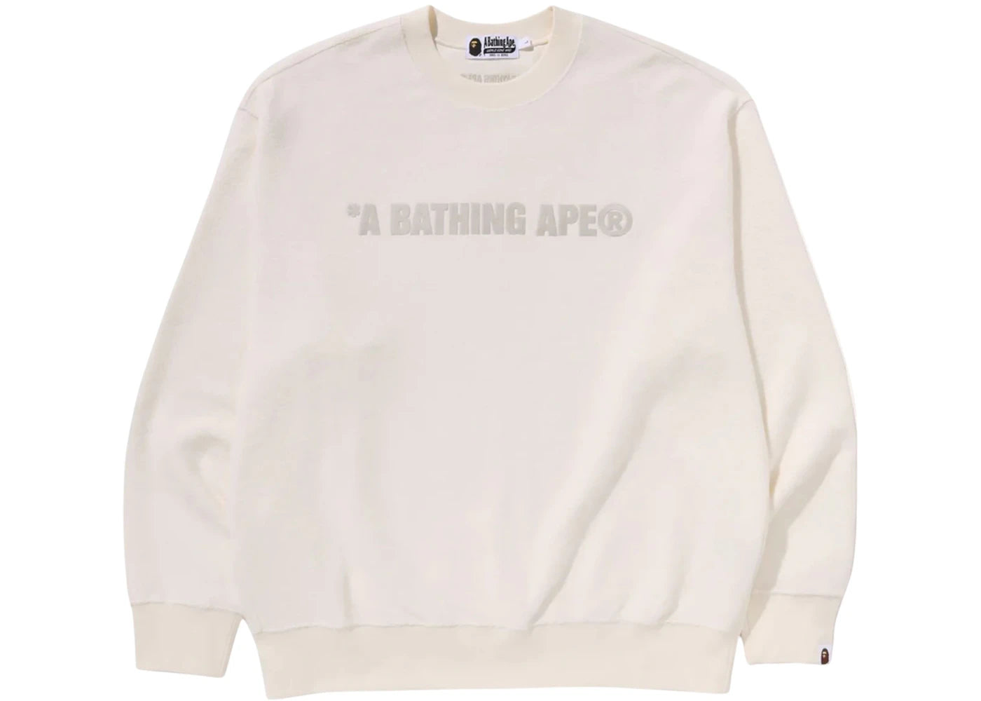 bape bathing ape logo relaxed fit crewneck sweatshirt ivory