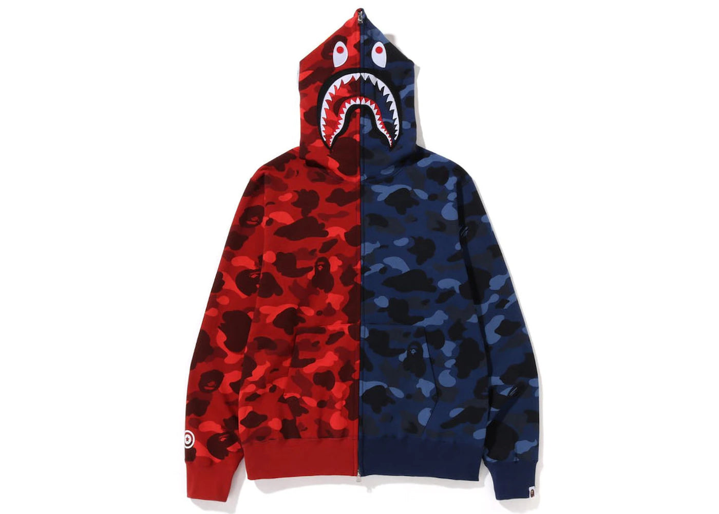 bape color camo shark full zip hoodie (fw22) red navy