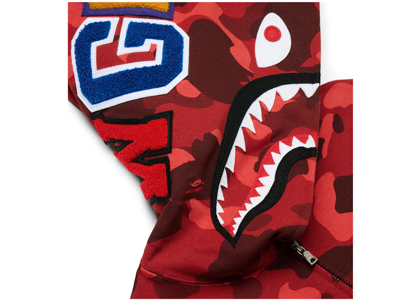 bape color camo shark full zip hoodie red