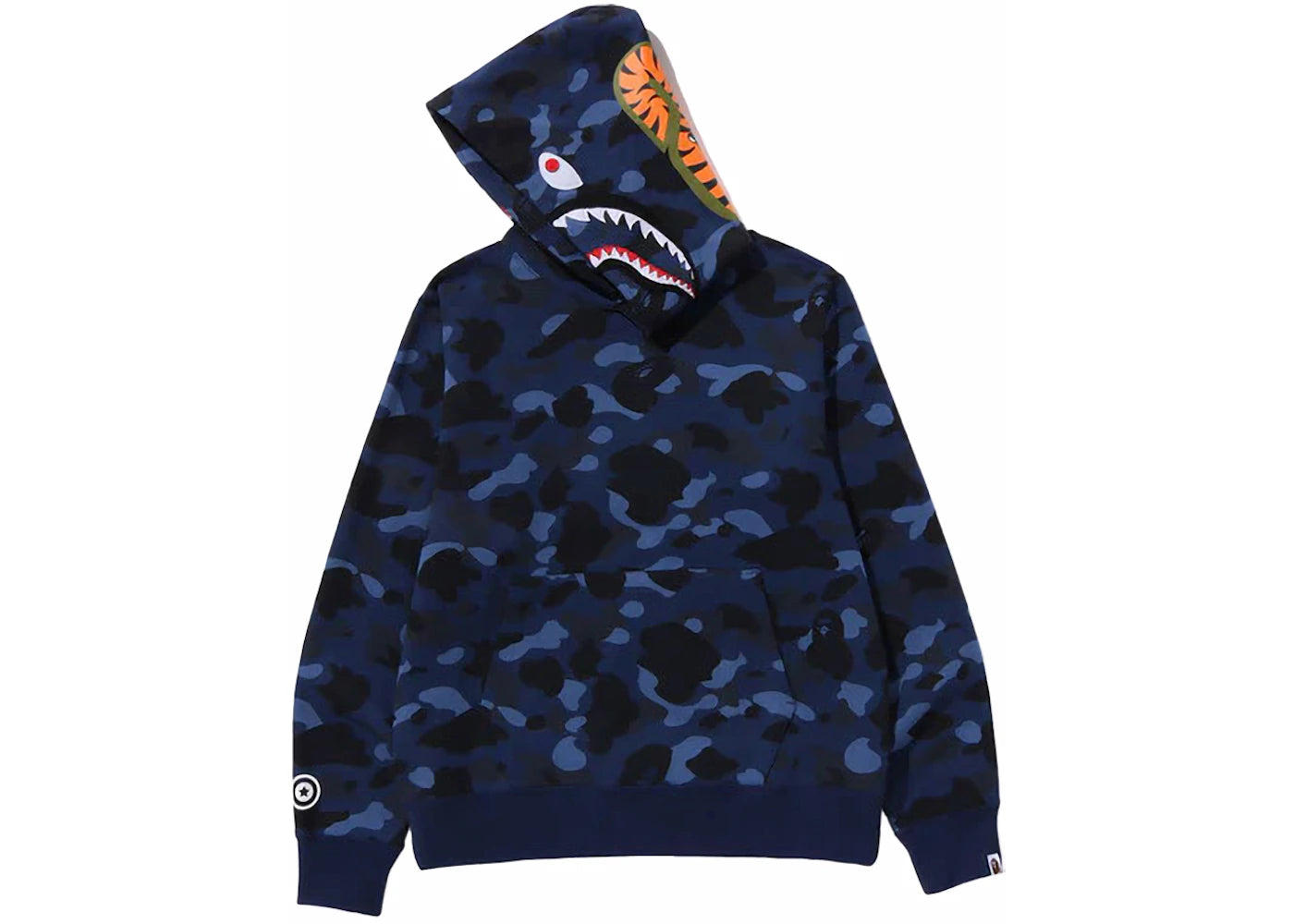 bape color camo shark pullover hoodie navy