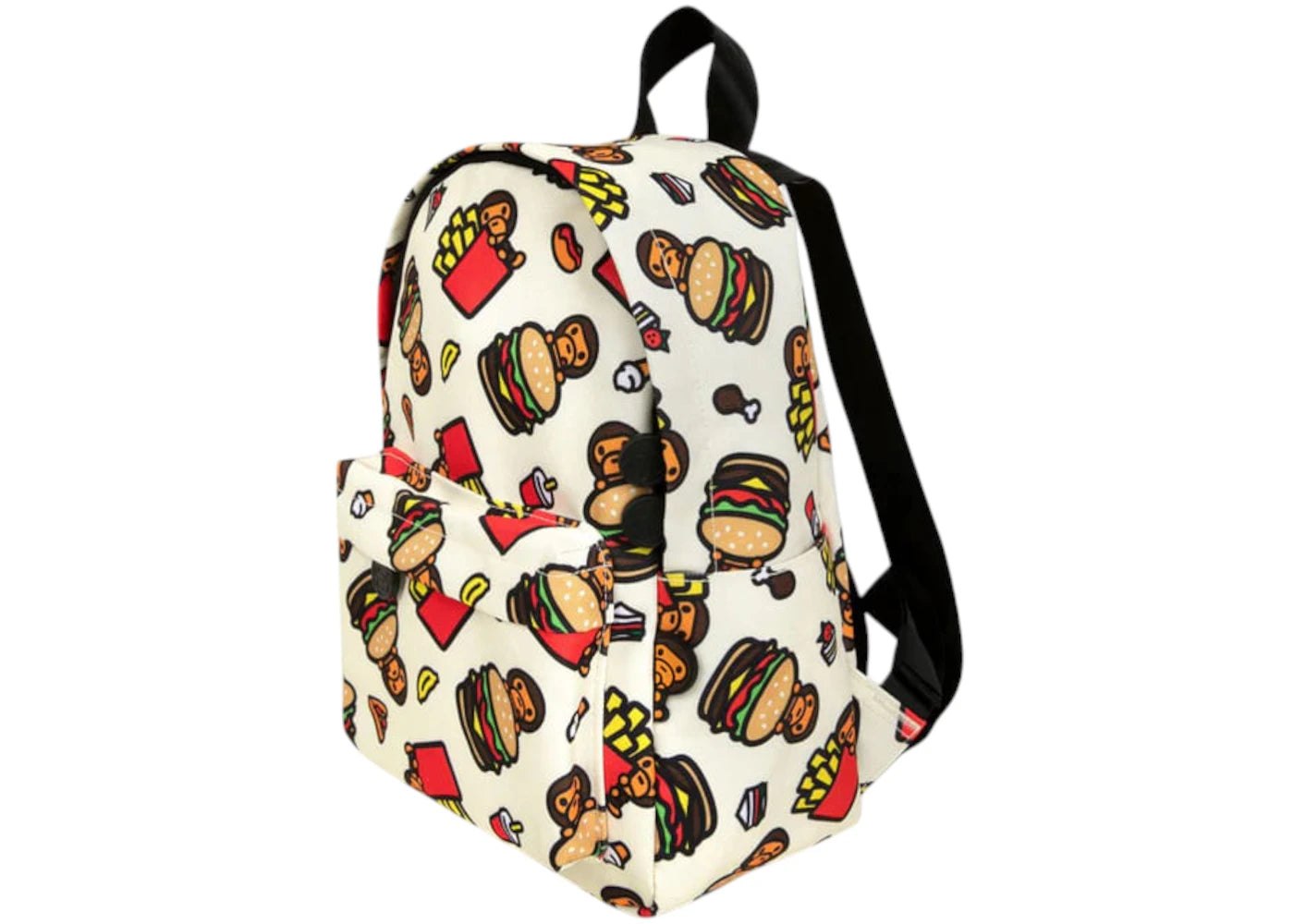 bape fast food all print pattern mini backpack ivory