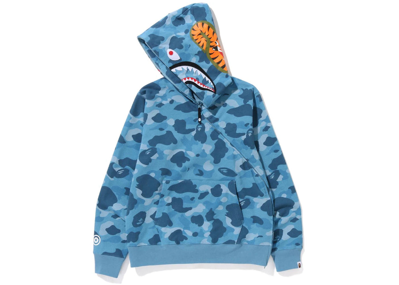 bape honeycomb camo shark full zip hoodie blue