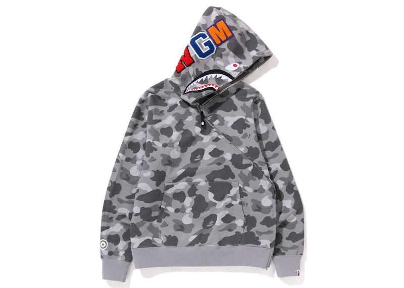 Bape Honeycomb Camo Shark Full Zip Hoodie Grey L - Main Image