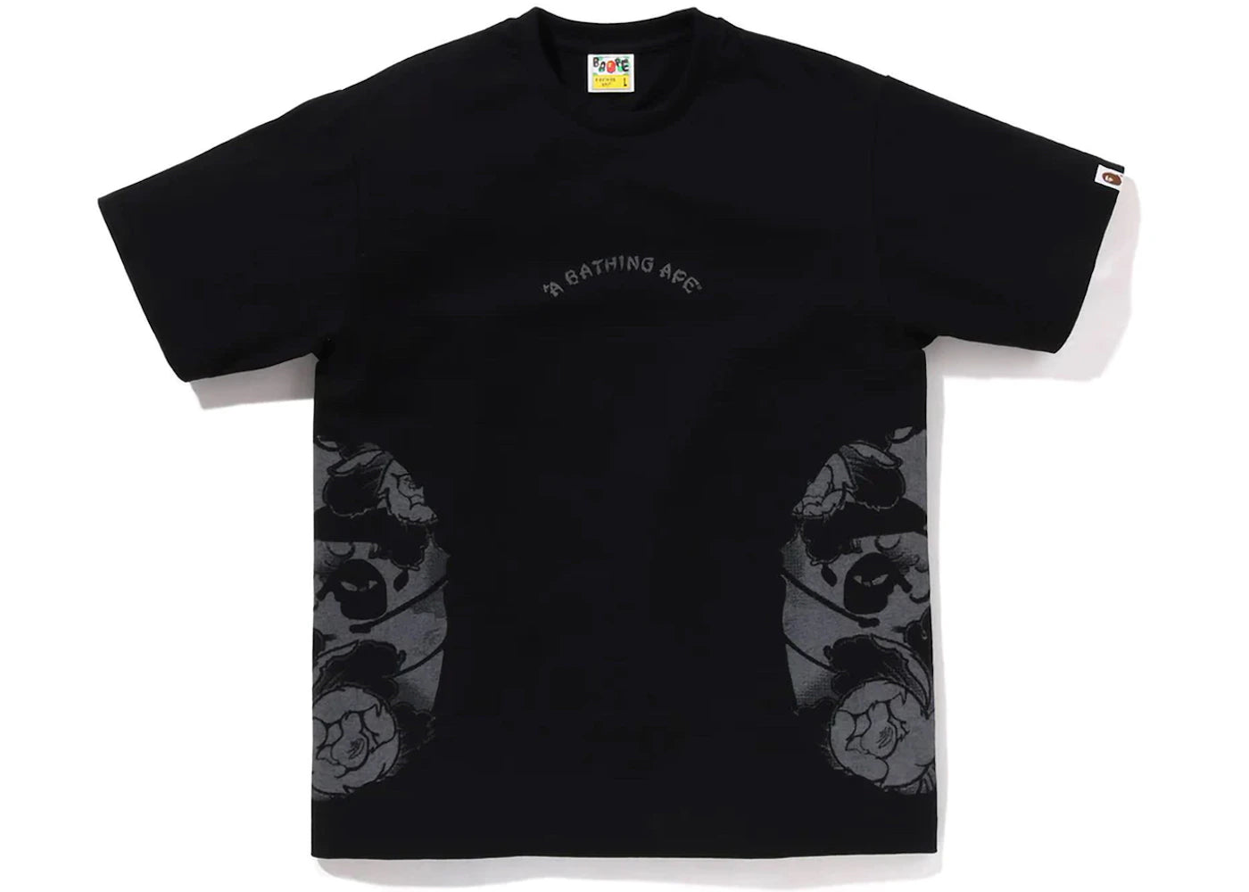 bape japanese tattoo side big ape head tee black