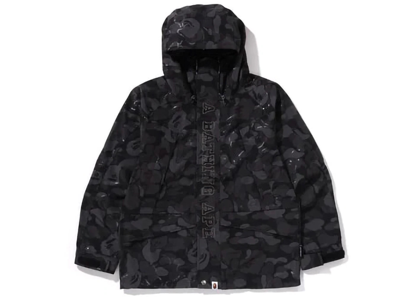 bape laminated camo snowboard jacket black