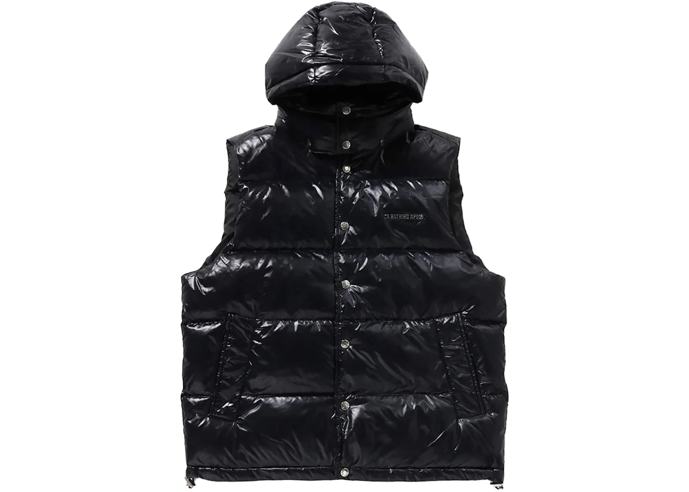 bape line camo debossed nylon down vest black