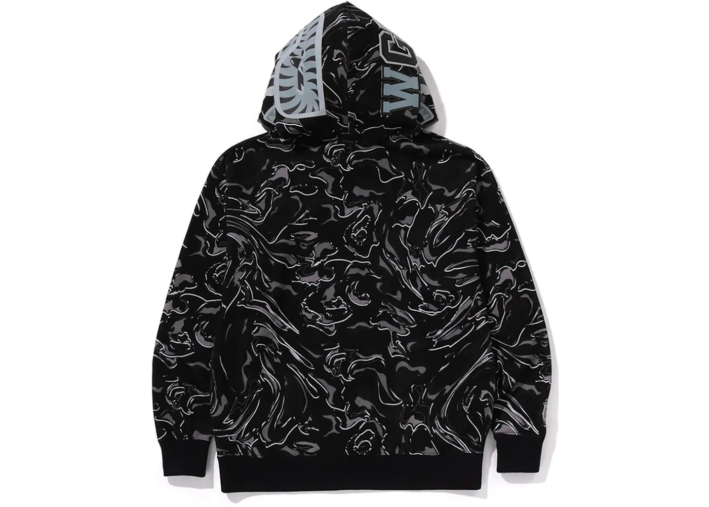 bape marbling camo shark relaxed fit full zip hoodie black