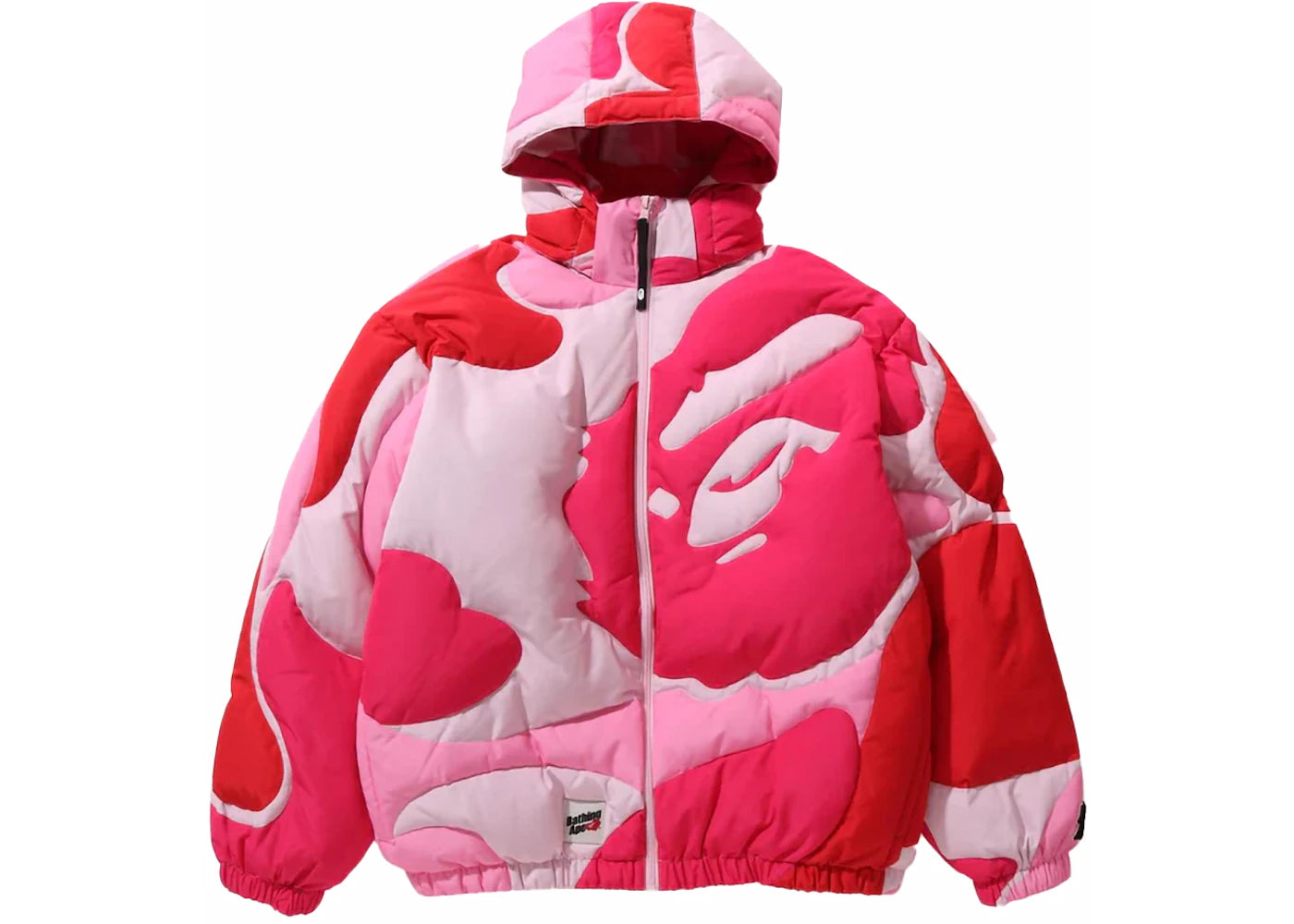 bape mega abc camo detachable hoodie puffer down jacket pink