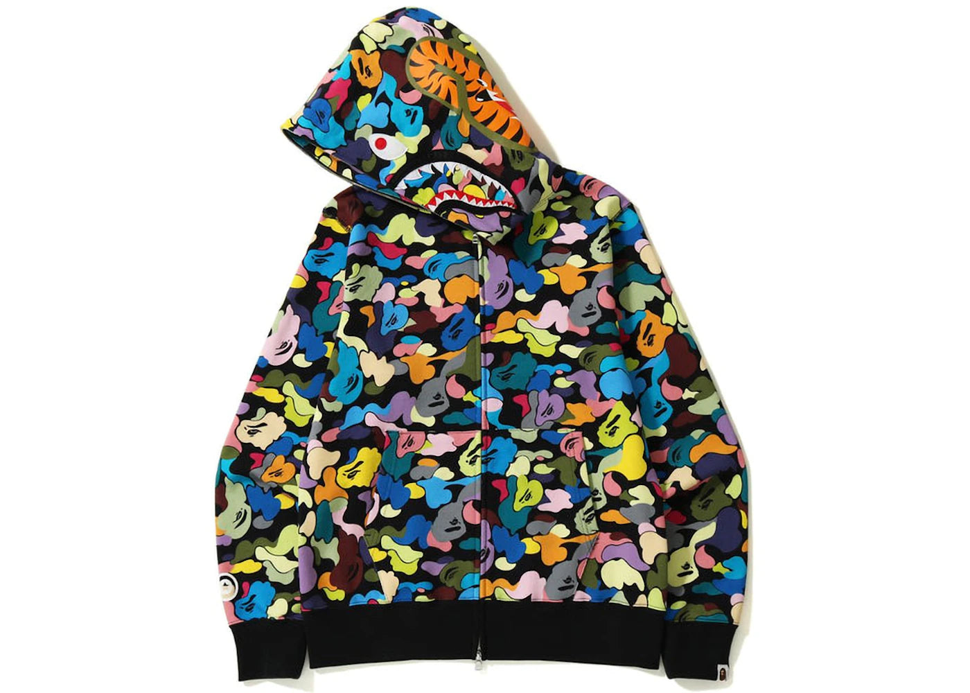 bape multi camo shark full zip hoodie (ss23) black