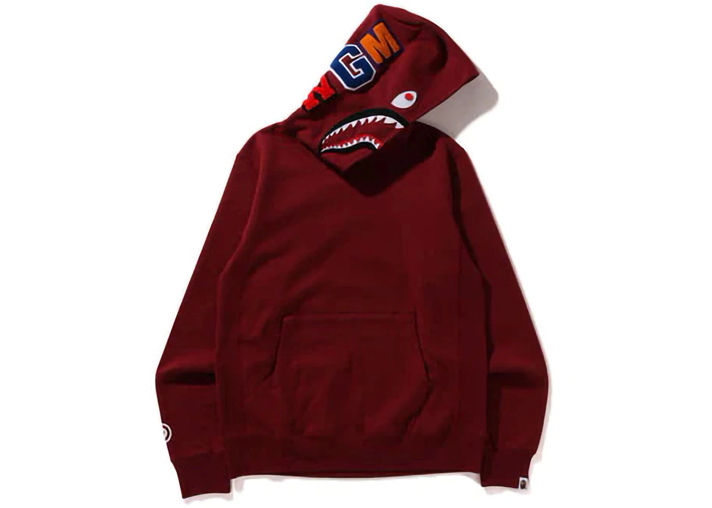 bape shark pullover hoodie burgundy