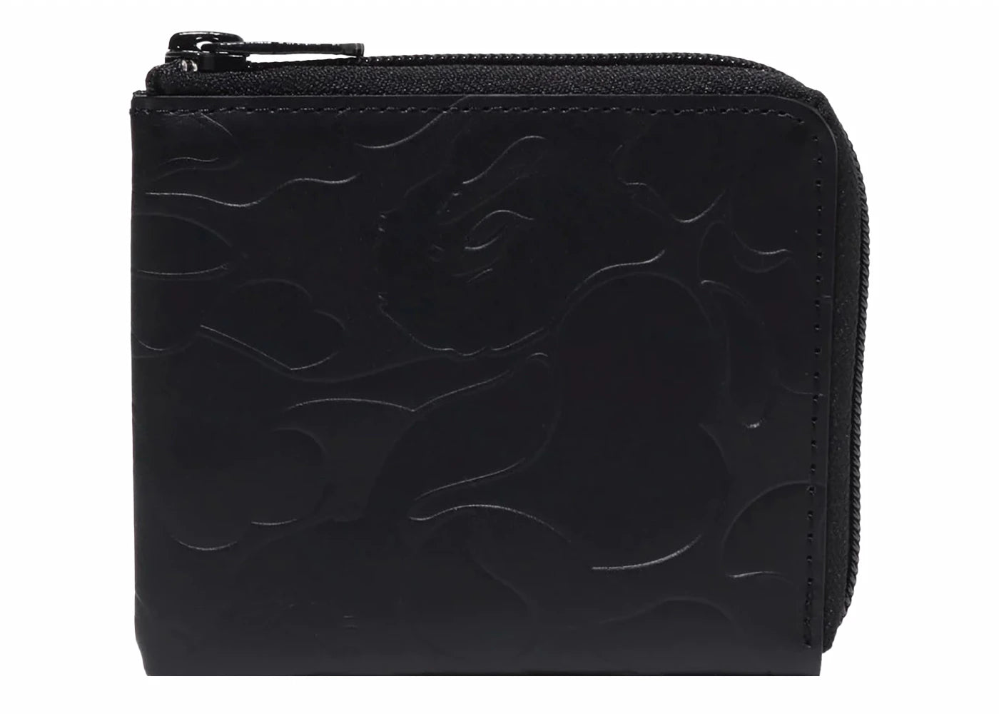 Bape Solid Camo Leather Iii Wallet Black
