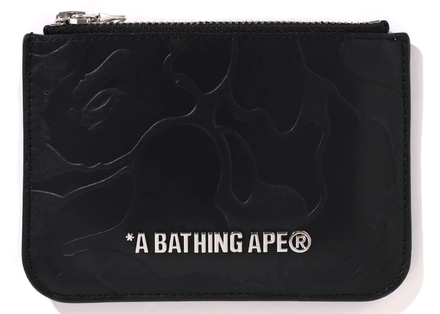 Bape Solid Camo Leather Pouch Wallet Black