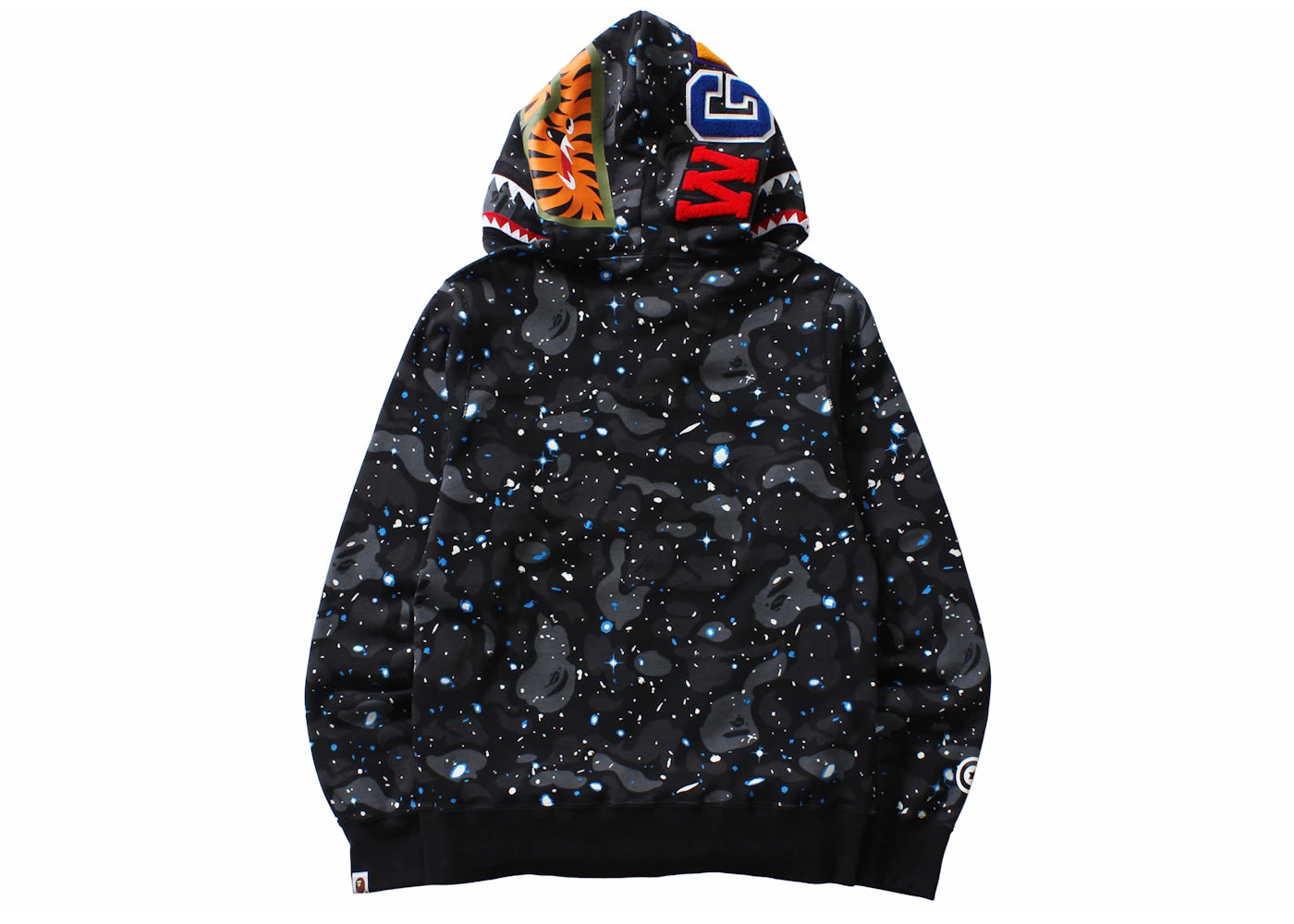 bape space camo shark wgm full-zip hoodie black