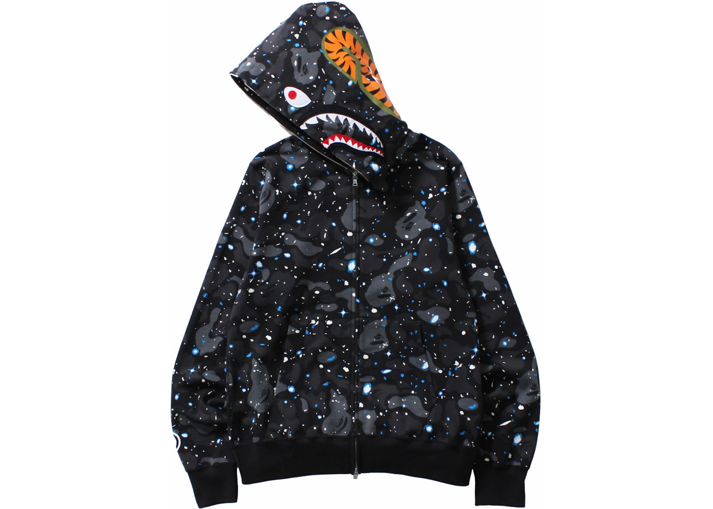 bape space camo shark wgm full-zip hoodie black