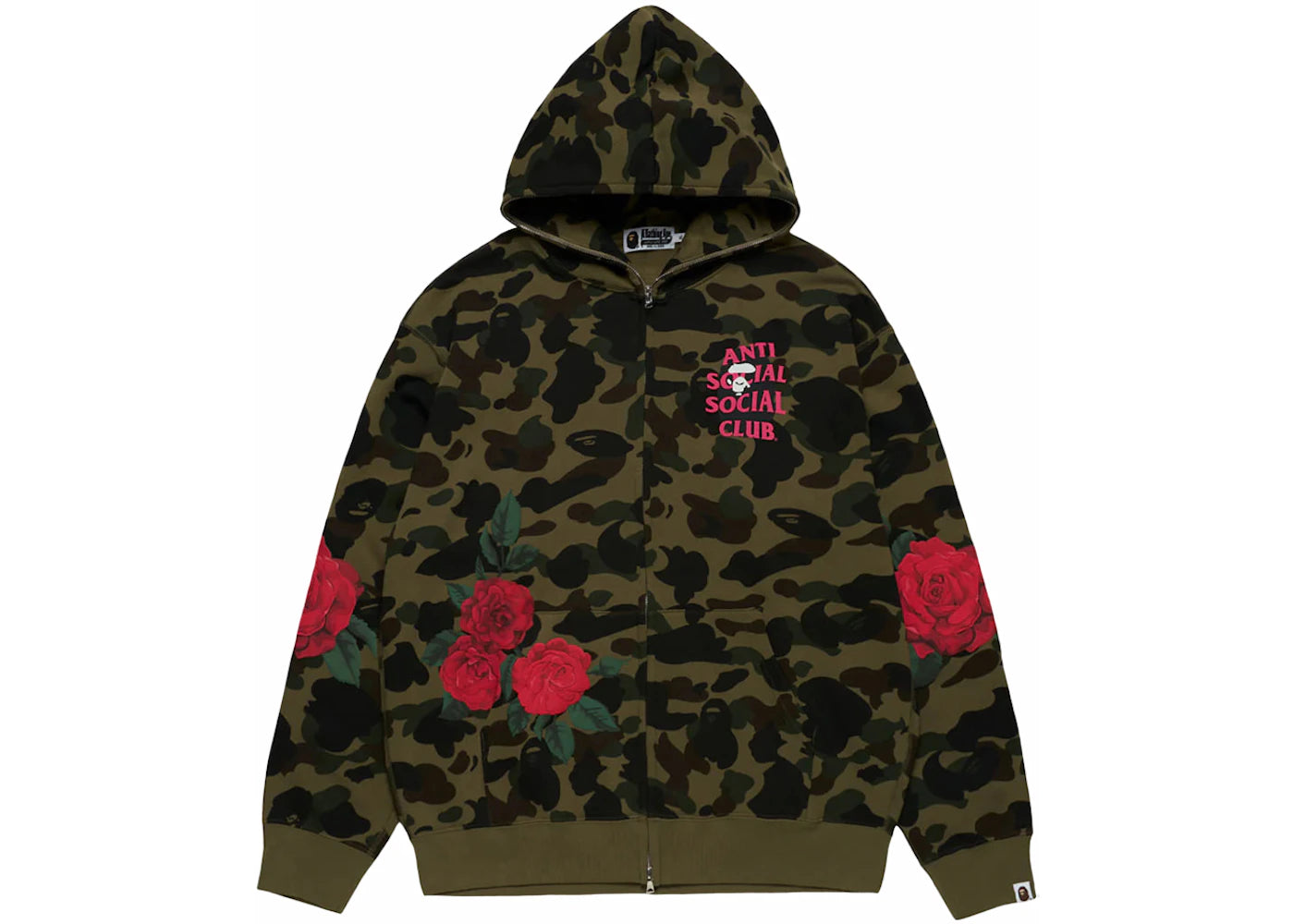 bape x anti social social club full zip hoodie green