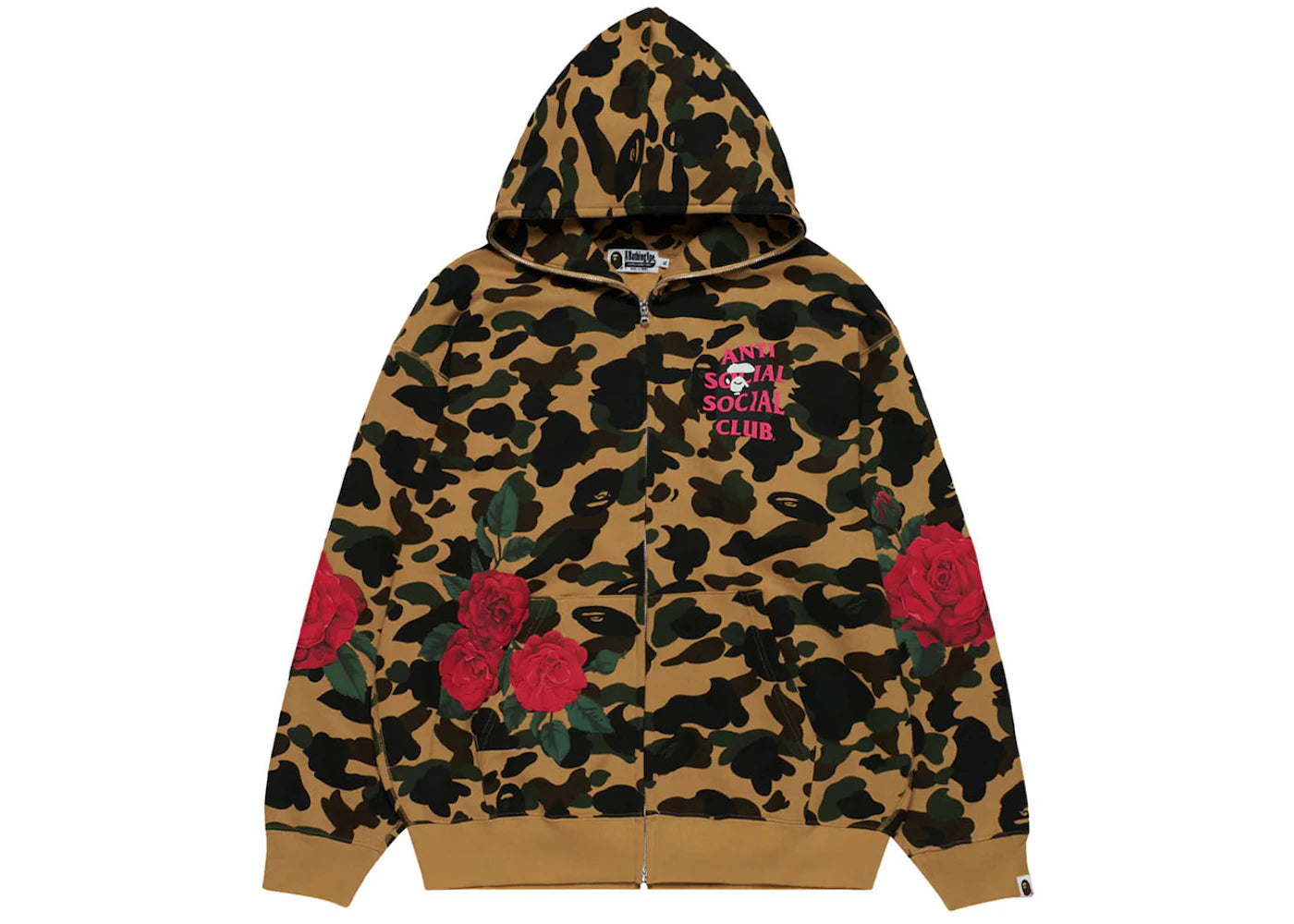 bape x anti social social club full zip hoodie yellow