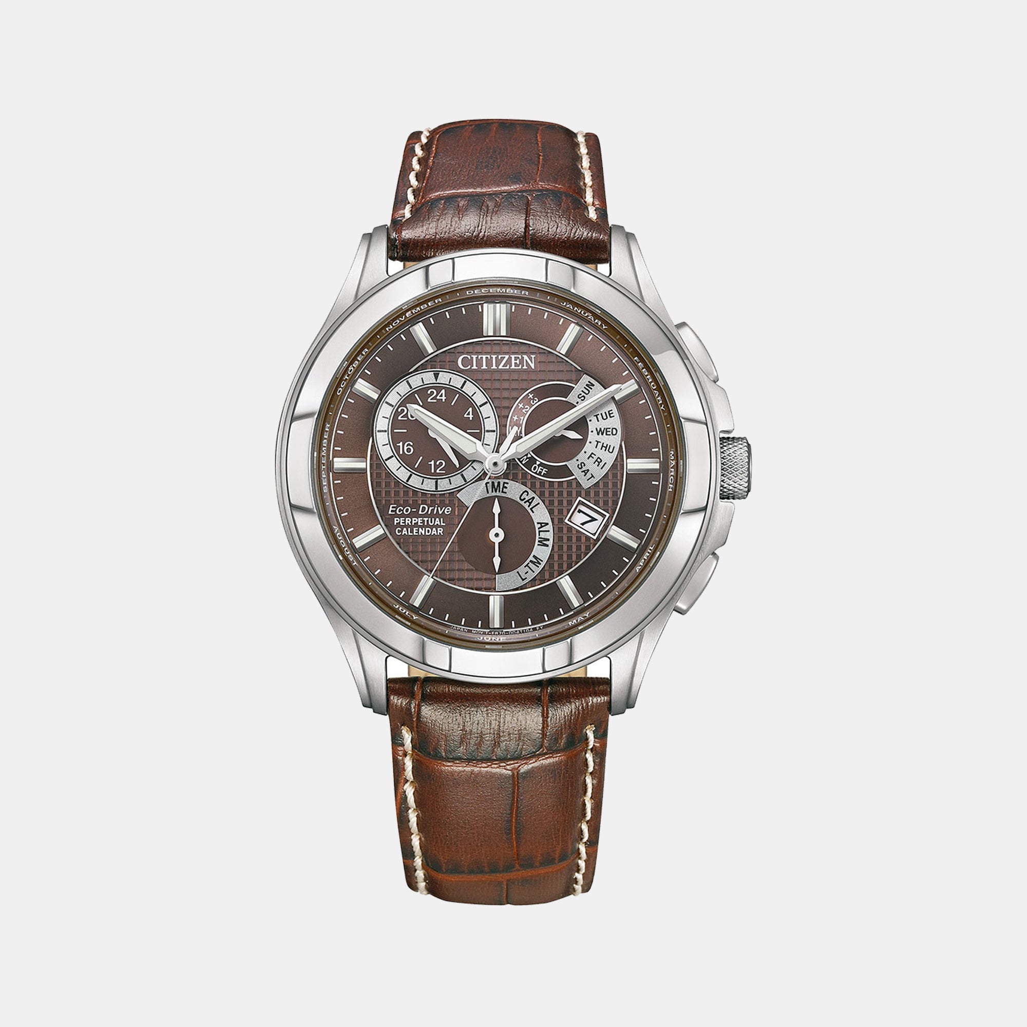 Citizen Eco-Drive Men Quartz Brown Dial Chronograph Stainless Steel Bl8160-07X