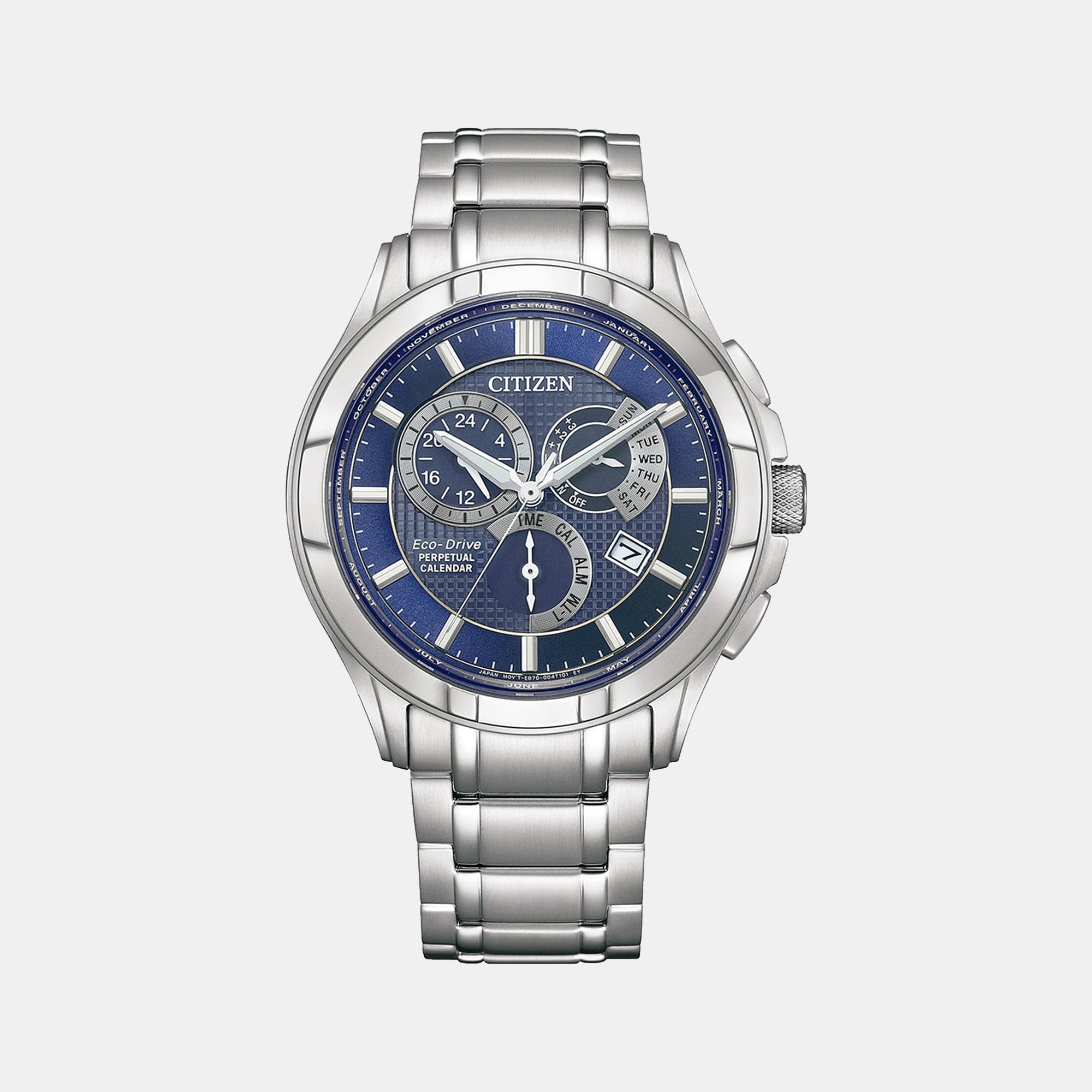 Citizen Eco-Drive Men Quartz Blue Dial Chronograph Stainless Steel Bl8160-58L